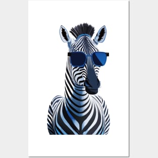 Graceful Monochrome: Zebra in Sunglasses Posters and Art